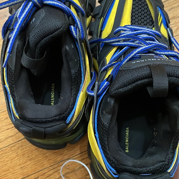 BALENCIAGA Women's Track Trainer Size 9 in Black Yellow Blue - Picture 6 of 9